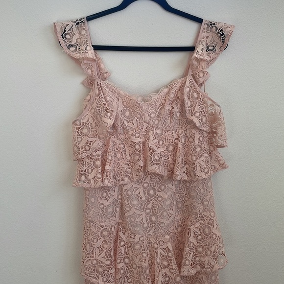 AMUR light pink high low lace tiered midi dress 6 NWT - Picture 6 of 12